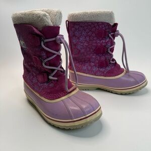 Sorel Women's Snow Boots Size 5 Pink/Purple Snowflake Winter Waterproof EU 37